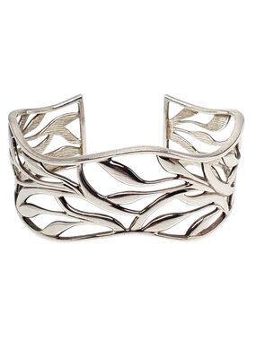 ATI Sterling Silver Openwork Leaf Cuff Bracelet #24641